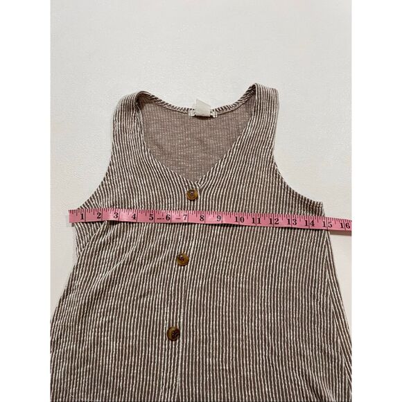 Caution To The Wind Ribbed Button Front Dress Medium – Sleeveless A-Line Casual - Picture 4 of 5